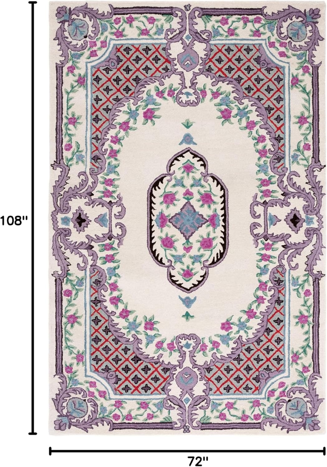 image:imageSAFAVIEH Area Rug 8x10 Bellagio Collection Large Blue amp Pink Handmade Wool Medallion Design Ideal for Living Room Bedroom Office Dining Space BLG535MIvory