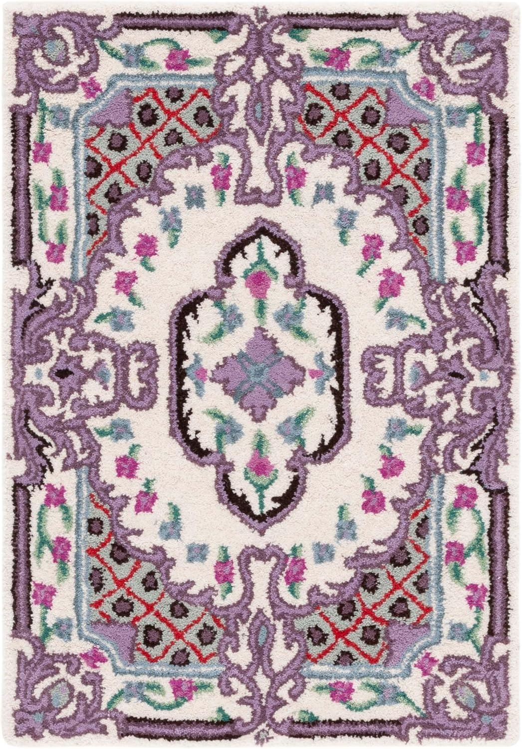 image:imageSAFAVIEH Area Rug 8x10 Bellagio Collection Large Blue amp Pink Handmade Wool Medallion Design Ideal for Living Room Bedroom Office Dining Space BLG535MIvory