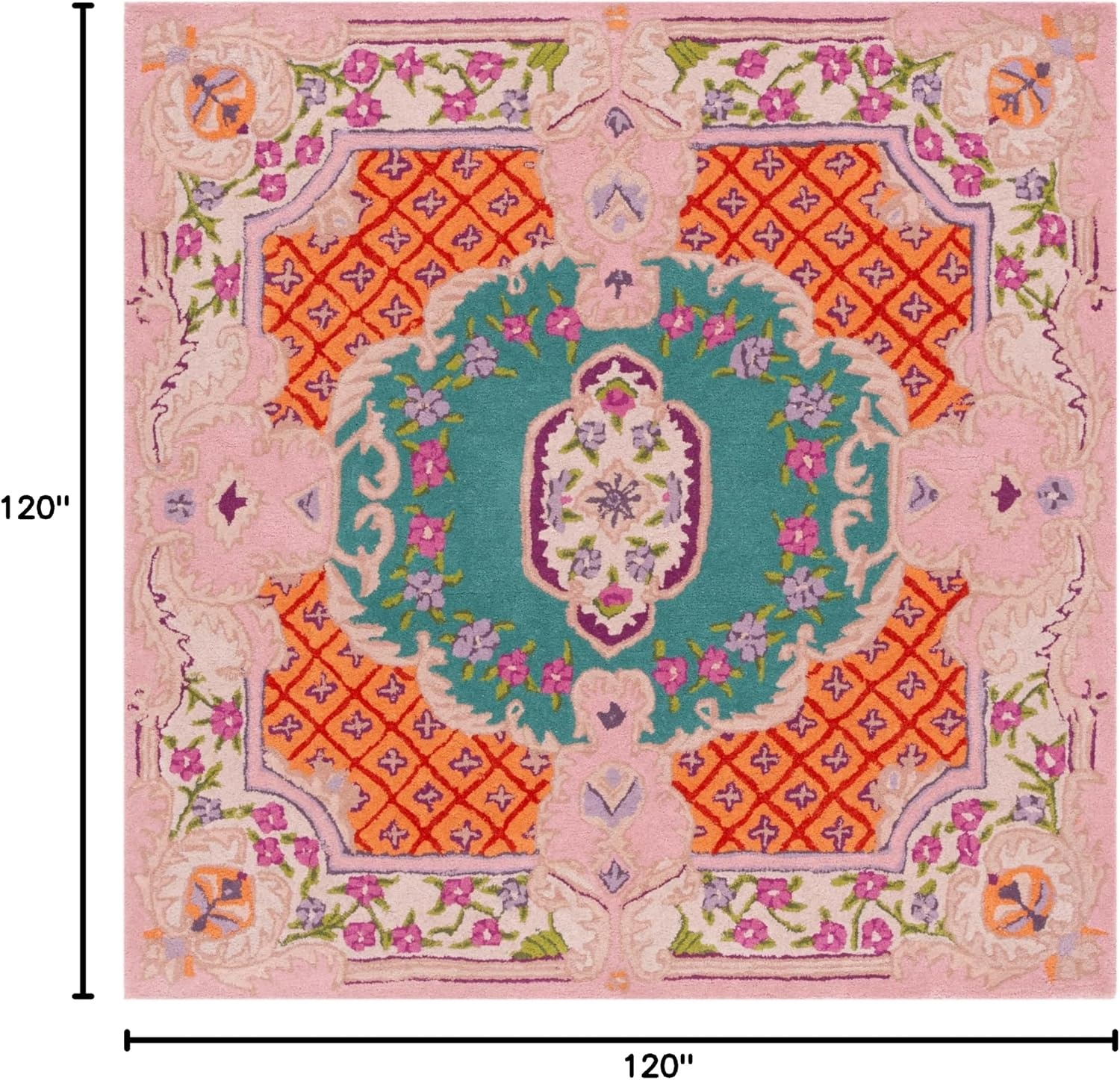 image:imageSAFAVIEH Area Rug 8x10 Bellagio Collection Large Blue amp Pink Handmade Wool Medallion Design Ideal for Living Room Bedroom Office Dining Space BLG535MBluePink