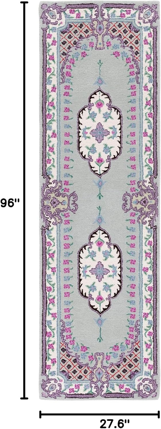 image:imageSAFAVIEH Area Rug 8x10 Bellagio Collection Large Blue amp Pink Handmade Wool Medallion Design Ideal for Living Room Bedroom Office Dining Space BLG535MLight GreenIvory