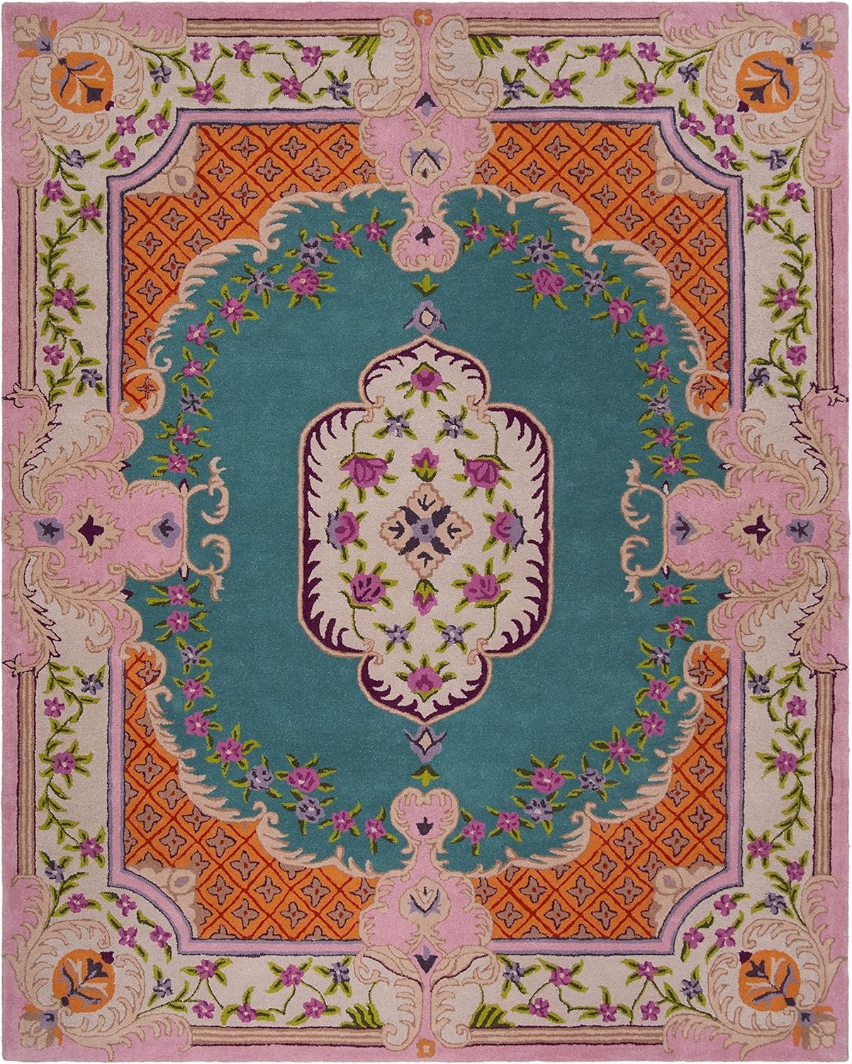 image:imageSAFAVIEH Area Rug 8x10 Bellagio Collection Large Blue amp Pink Handmade Wool Medallion Design Ideal for Living Room Bedroom Office Dining Space BLG535MBluePink