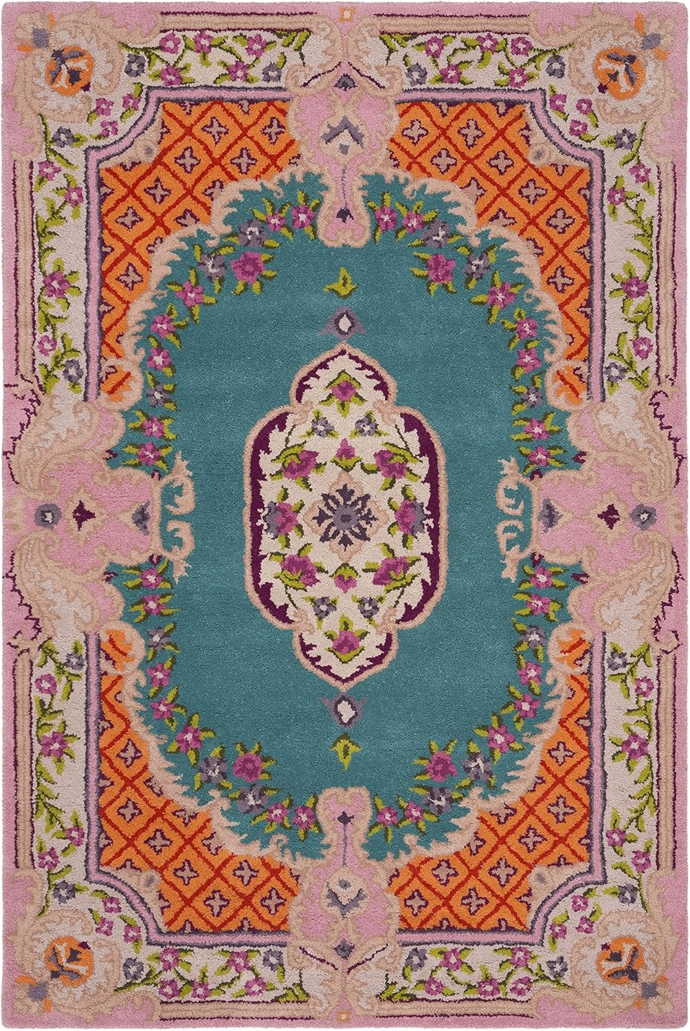 image:imageSAFAVIEH Area Rug 8x10 Bellagio Collection Large Blue amp Pink Handmade Wool Medallion Design Ideal for Living Room Bedroom Office Dining Space BLG535MBluePink