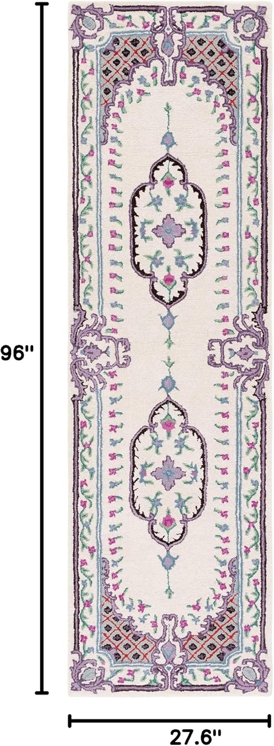 image:imageSAFAVIEH Area Rug 8x10 Bellagio Collection Large Blue amp Pink Handmade Wool Medallion Design Ideal for Living Room Bedroom Office Dining Space BLG535MIvory