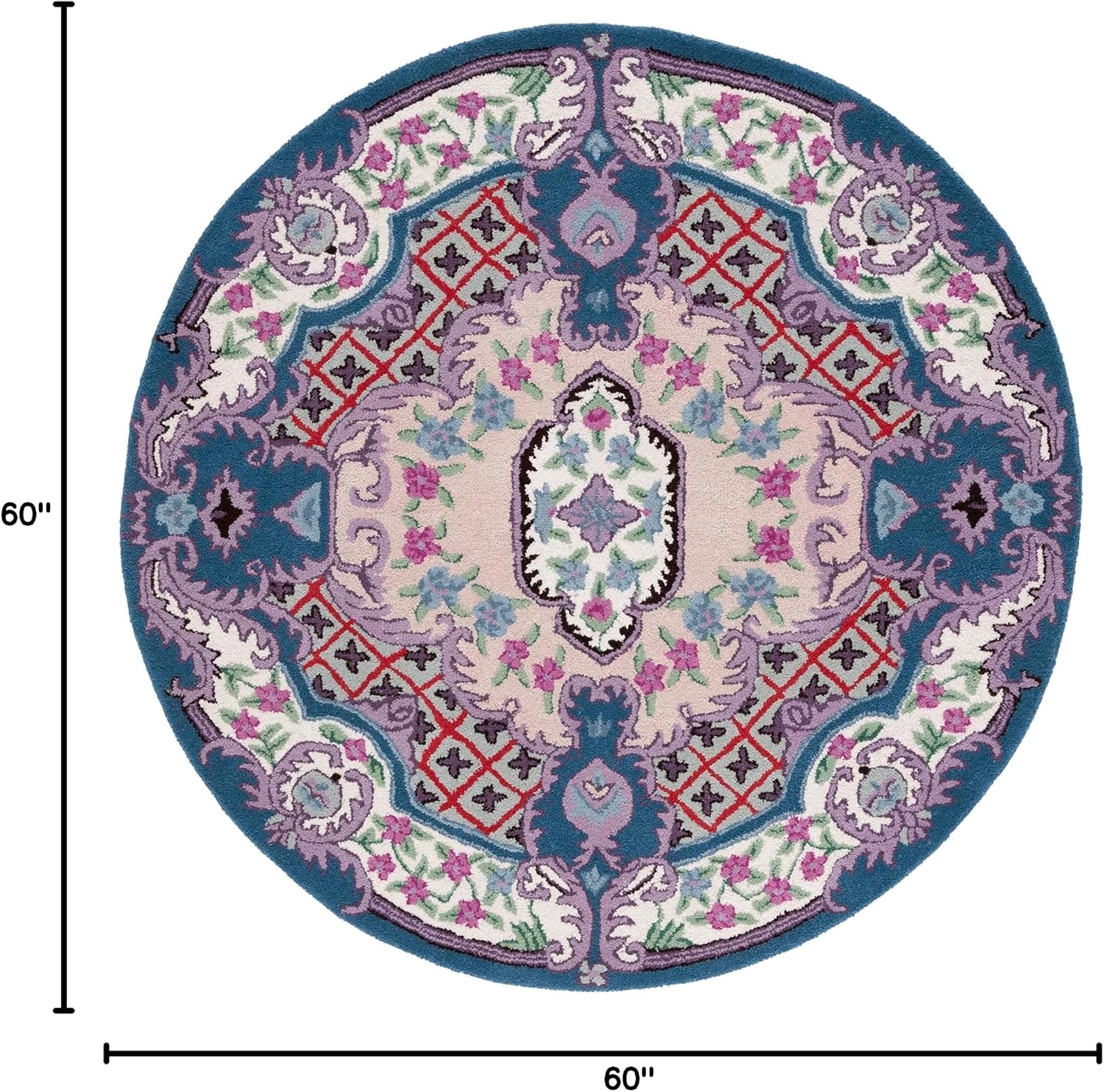 image:imageSAFAVIEH Area Rug 8x10 Bellagio Collection Large Blue amp Pink Handmade Wool Medallion Design Ideal for Living Room Bedroom Office Dining Space BLG535MPinkIvory