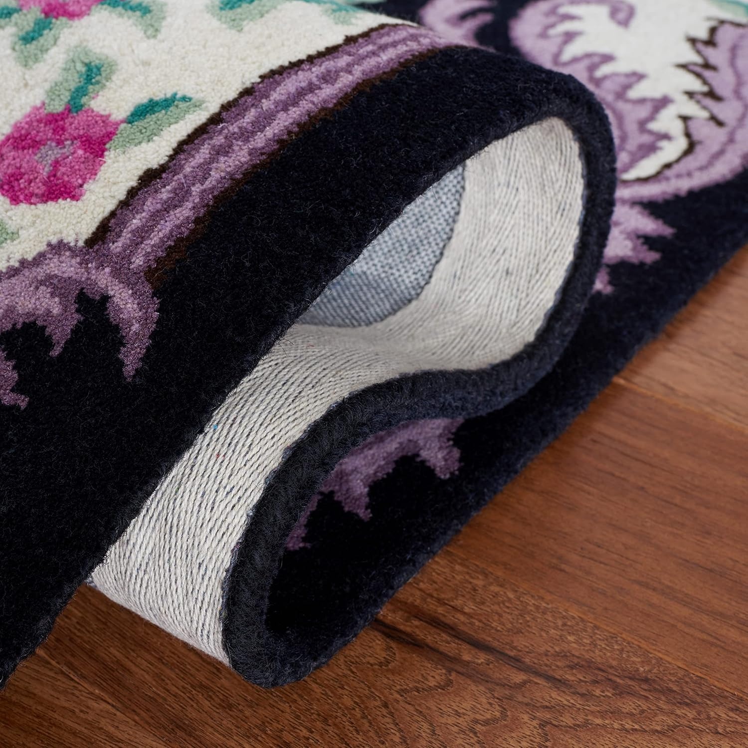 image:imageSAFAVIEH Area Rug 8x10 Bellagio Collection Large Blue amp Pink Handmade Wool Medallion Design Ideal for Living Room Bedroom Office Dining Space BLG535MBlackIvory