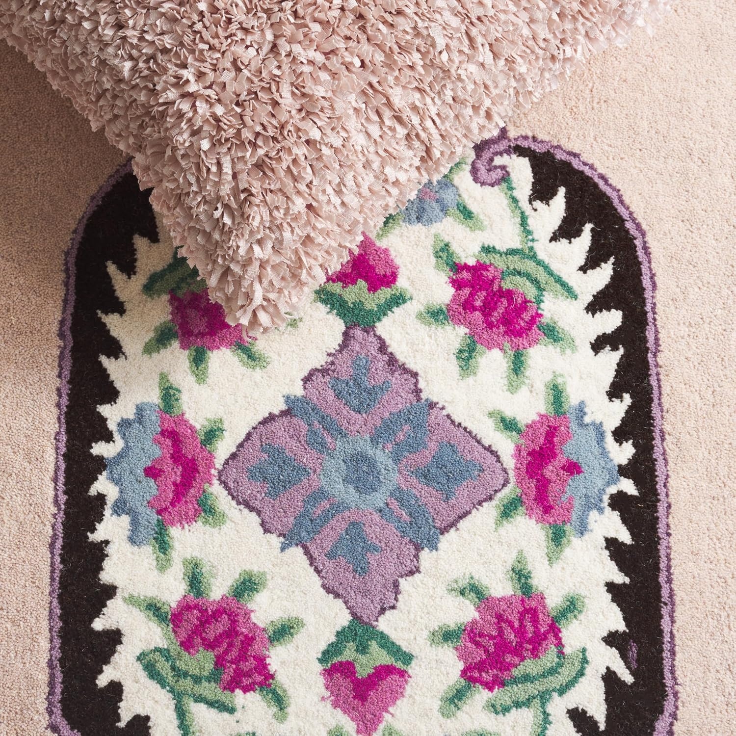 image:imageSAFAVIEH Area Rug 8x10 Bellagio Collection Large Blue amp Pink Handmade Wool Medallion Design Ideal for Living Room Bedroom Office Dining Space BLG535MPinkIvory