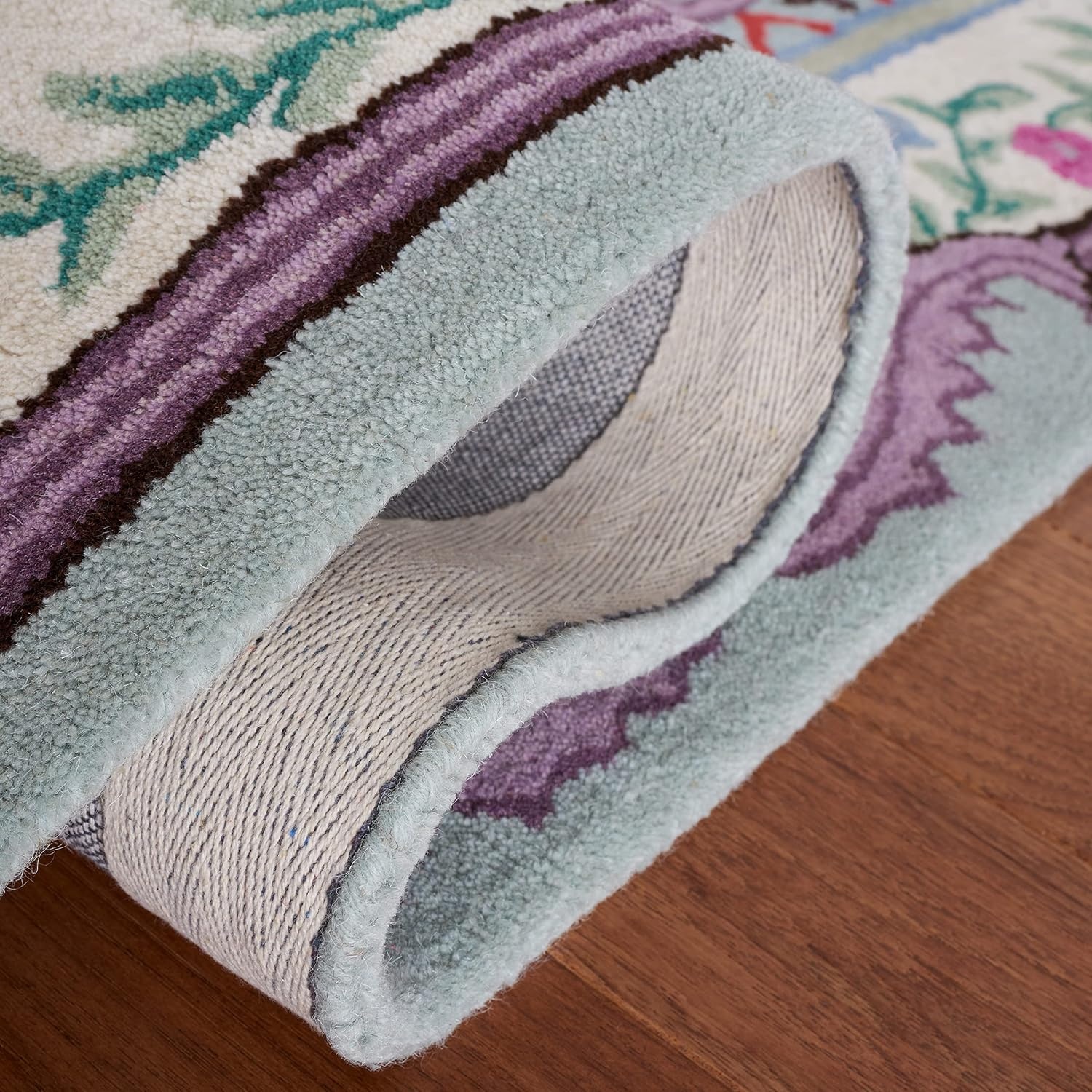 image:imageSAFAVIEH Area Rug 8x10 Bellagio Collection Large Blue amp Pink Handmade Wool Medallion Design Ideal for Living Room Bedroom Office Dining Space BLG535MLight GreenIvory