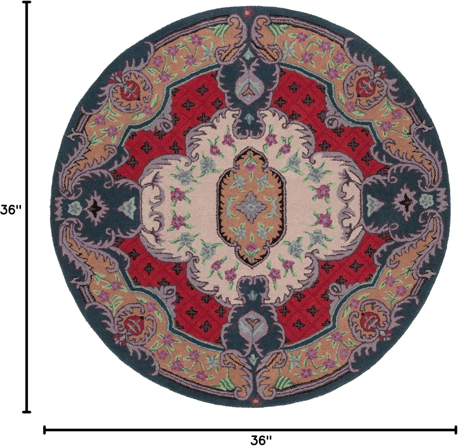 image:imageSAFAVIEH Area Rug 8x10 Bellagio Collection Large Blue amp Pink Handmade Wool Medallion Design Ideal for Living Room Bedroom Office Dining Space BLG535MIvoryPink