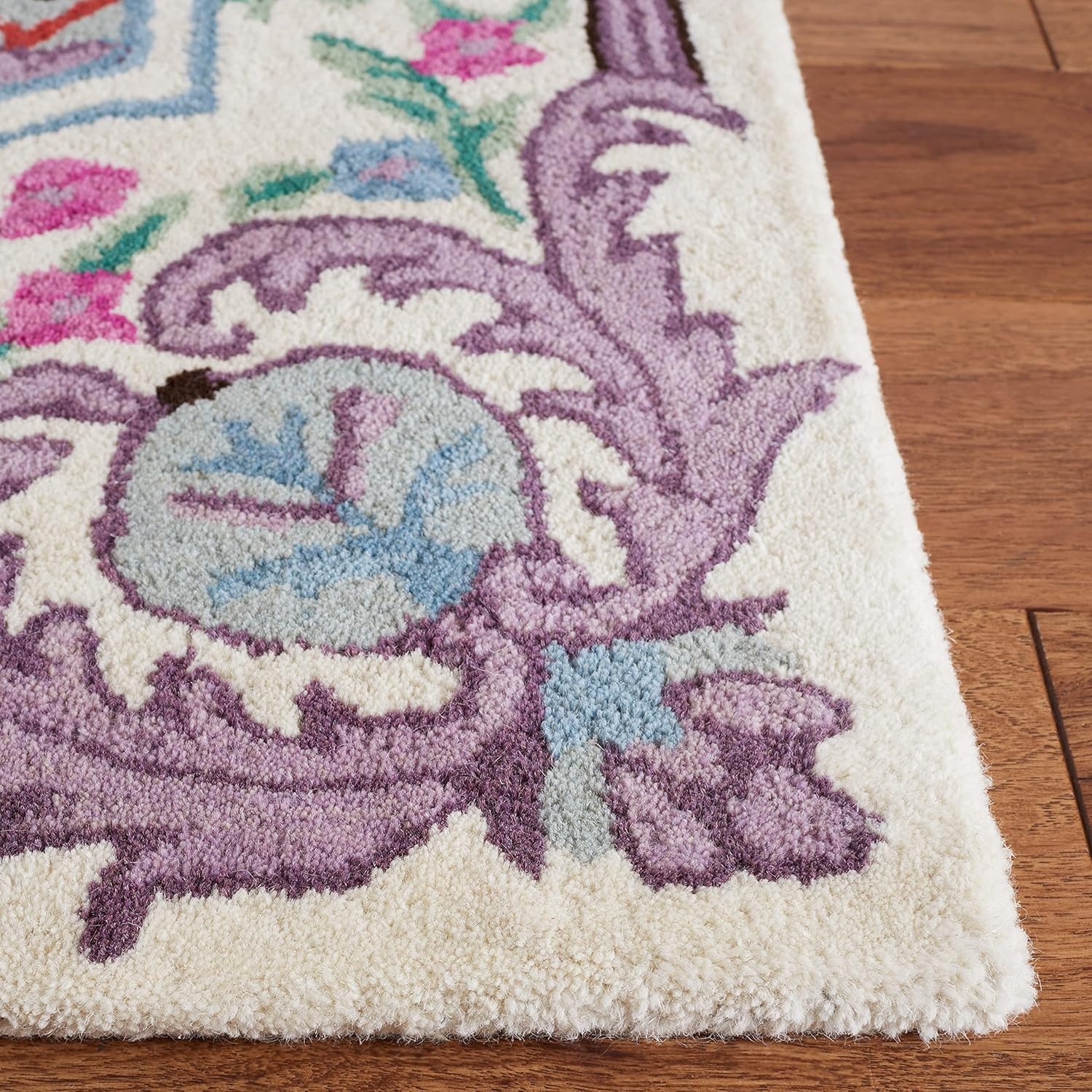 image:imageSAFAVIEH Area Rug 8x10 Bellagio Collection Large Blue amp Pink Handmade Wool Medallion Design Ideal for Living Room Bedroom Office Dining Space BLG535MIvory