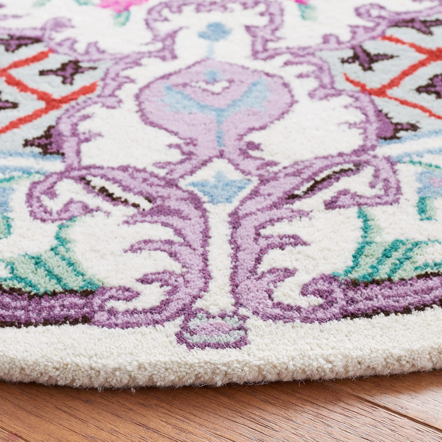 image:imageSAFAVIEH Area Rug 8x10 Bellagio Collection Large Blue amp Pink Handmade Wool Medallion Design Ideal for Living Room Bedroom Office Dining Space BLG535MIvory