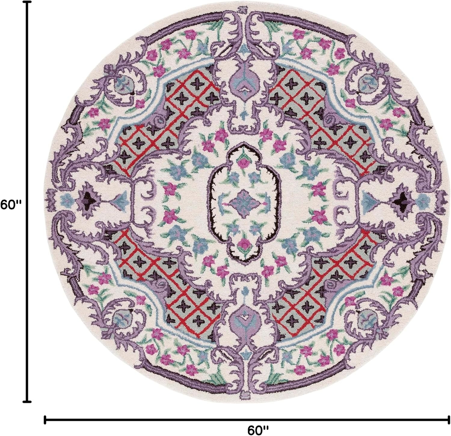 image:imageSAFAVIEH Area Rug 8x10 Bellagio Collection Large Blue amp Pink Handmade Wool Medallion Design Ideal for Living Room Bedroom Office Dining Space BLG535MIvory