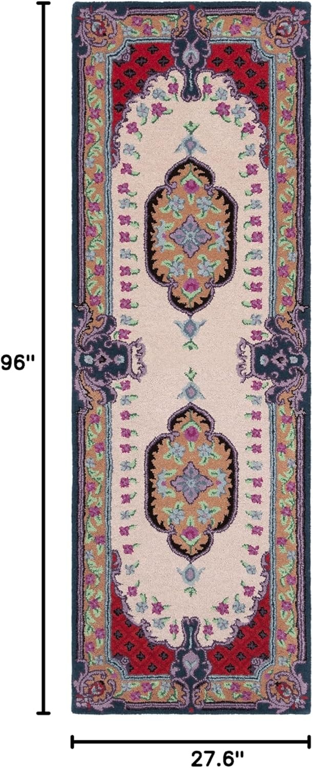 image:imageSAFAVIEH Area Rug 8x10 Bellagio Collection Large Blue amp Pink Handmade Wool Medallion Design Ideal for Living Room Bedroom Office Dining Space BLG535MIvoryPink