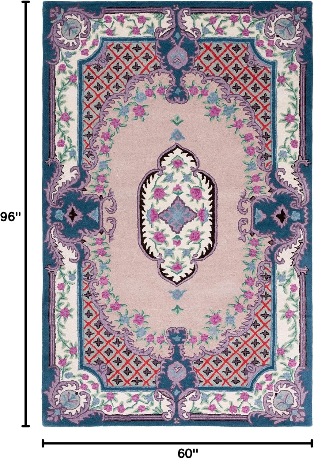 image:imageSAFAVIEH Area Rug 8x10 Bellagio Collection Large Blue amp Pink Handmade Wool Medallion Design Ideal for Living Room Bedroom Office Dining Space BLG535MPinkIvory
