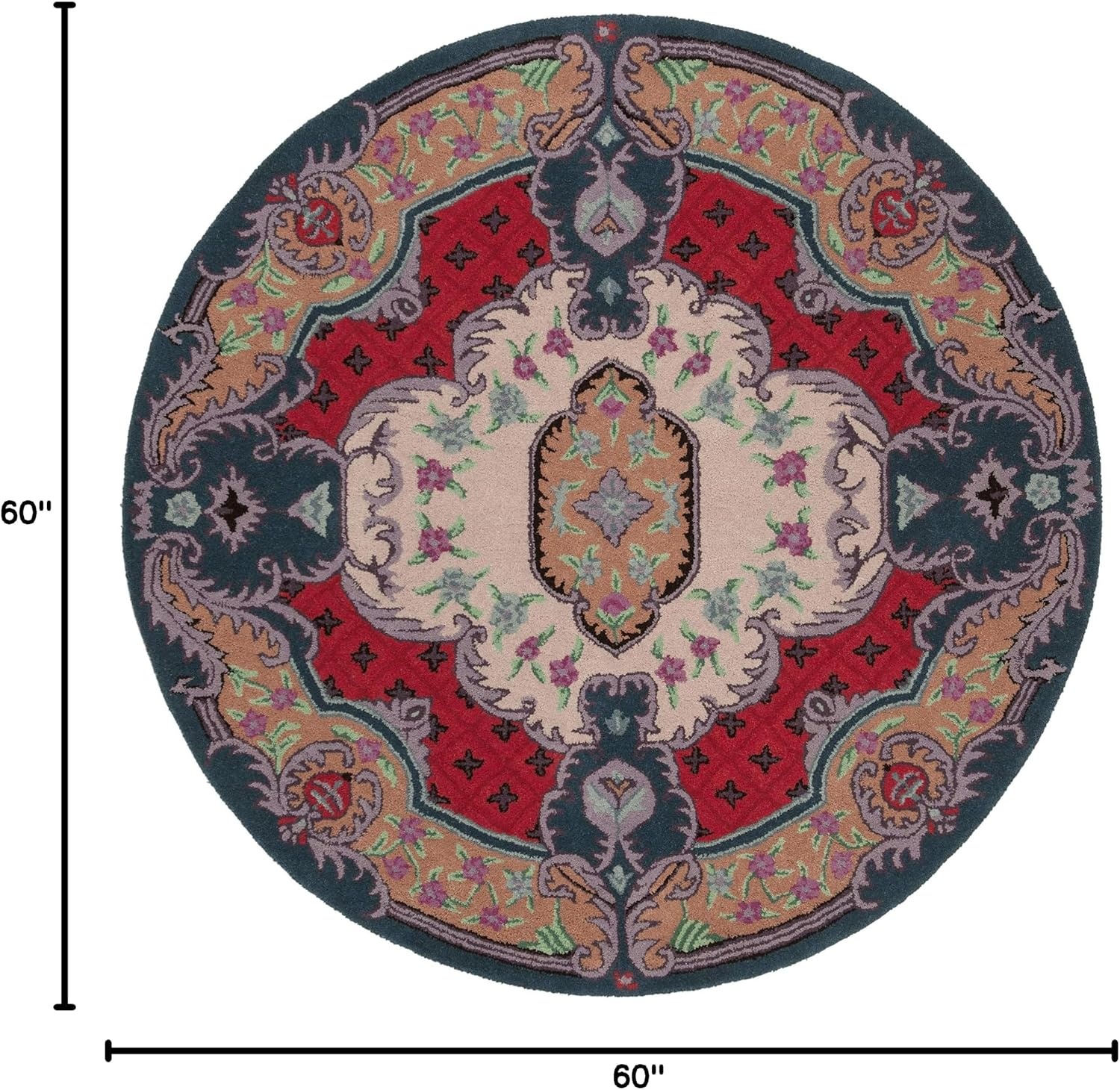 image:imageSAFAVIEH Area Rug 8x10 Bellagio Collection Large Blue amp Pink Handmade Wool Medallion Design Ideal for Living Room Bedroom Office Dining Space BLG535MIvoryPink
