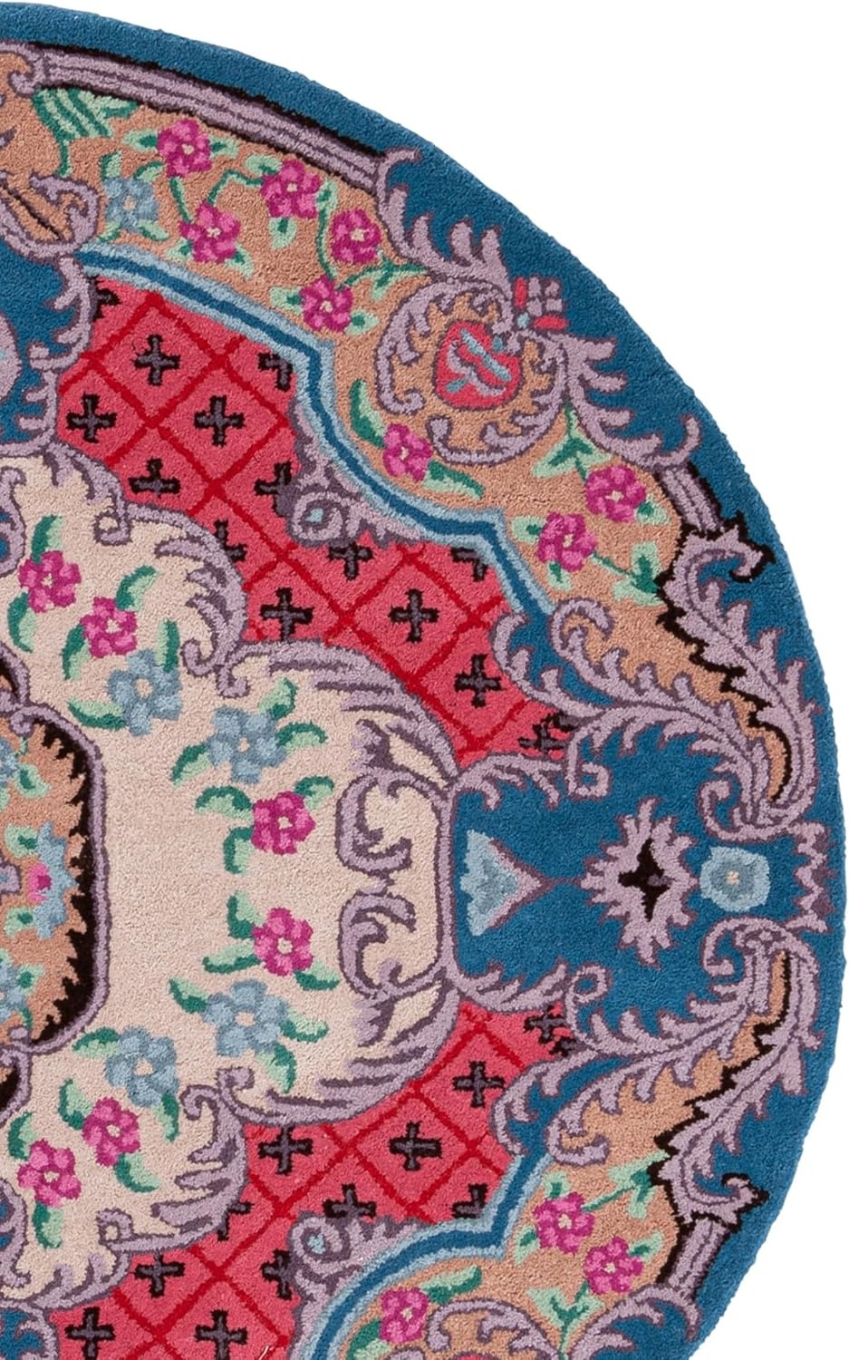 image:imageSAFAVIEH Area Rug 8x10 Bellagio Collection Large Blue amp Pink Handmade Wool Medallion Design Ideal for Living Room Bedroom Office Dining Space BLG535MIvoryPink