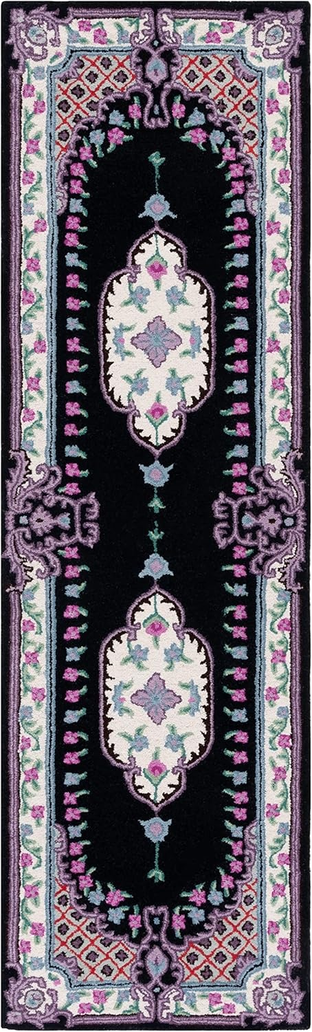 image:imageSAFAVIEH Area Rug 8x10 Bellagio Collection Large Blue amp Pink Handmade Wool Medallion Design Ideal for Living Room Bedroom Office Dining Space BLG535MBlackIvory