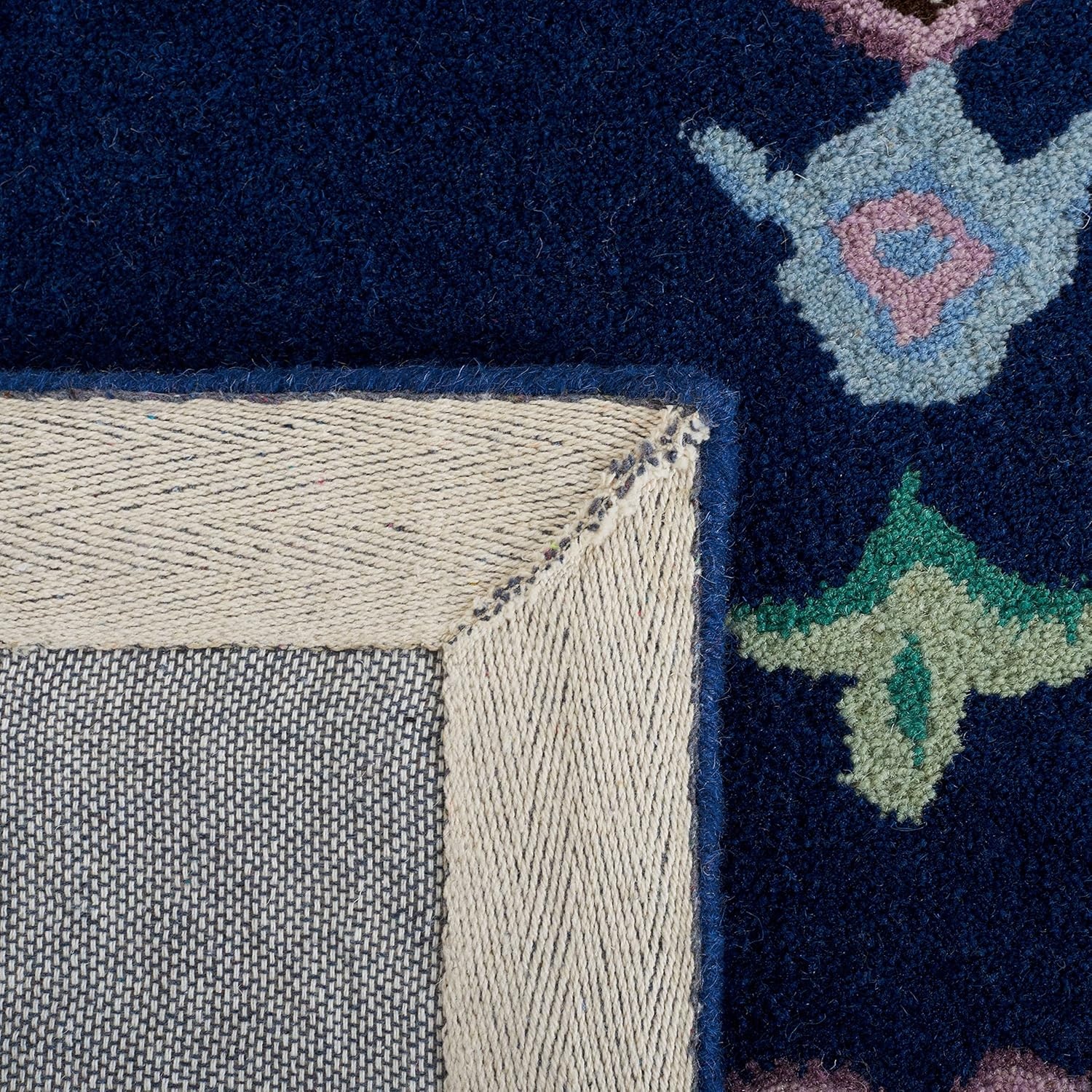 image:imageSAFAVIEH Area Rug 8x10 Bellagio Collection Large Blue amp Pink Handmade Wool Medallion Design Ideal for Living Room Bedroom Office Dining Space BLG535MNavyIvory
