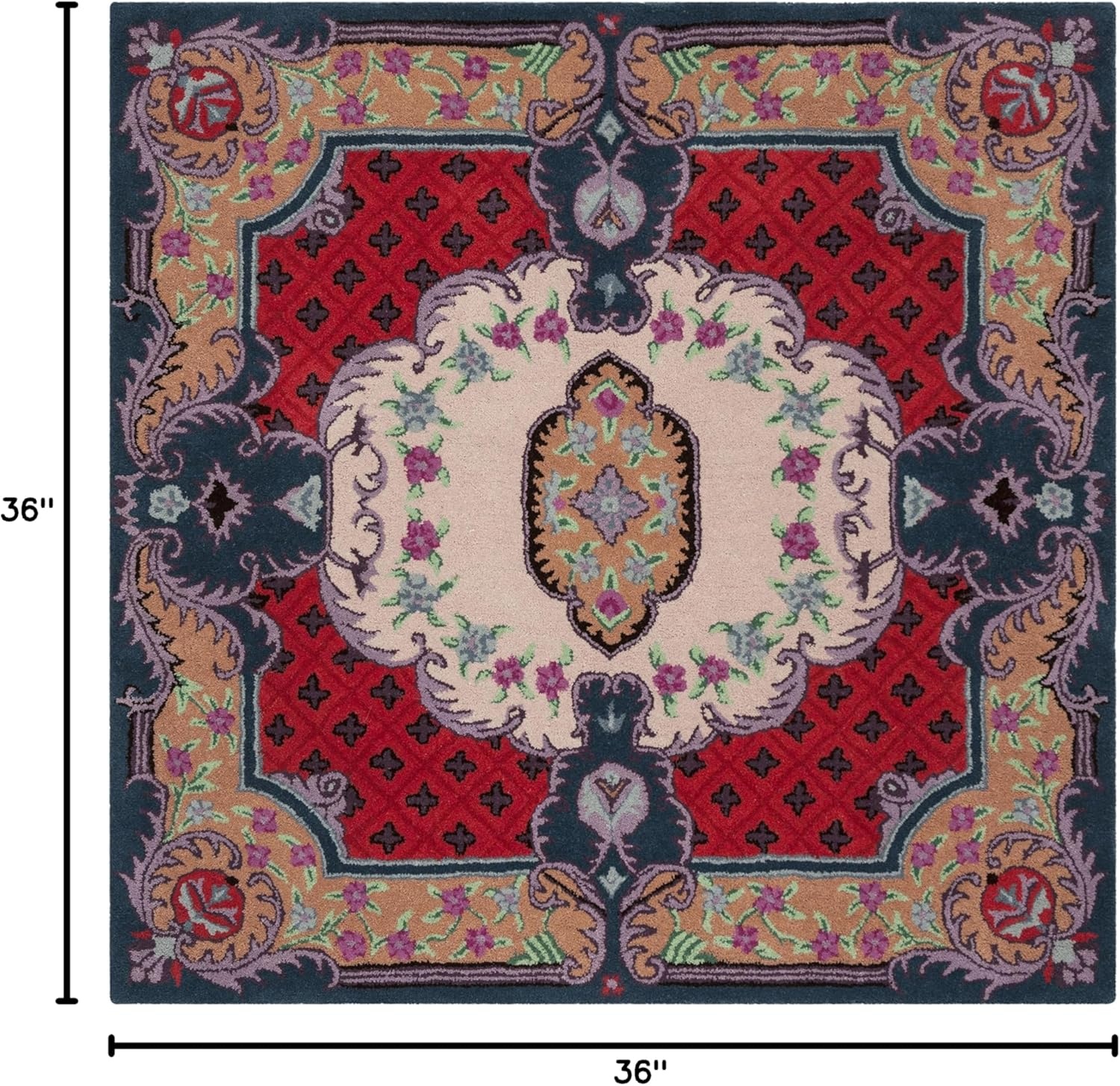 image:imageSAFAVIEH Area Rug 8x10 Bellagio Collection Large Blue amp Pink Handmade Wool Medallion Design Ideal for Living Room Bedroom Office Dining Space BLG535MIvoryPink