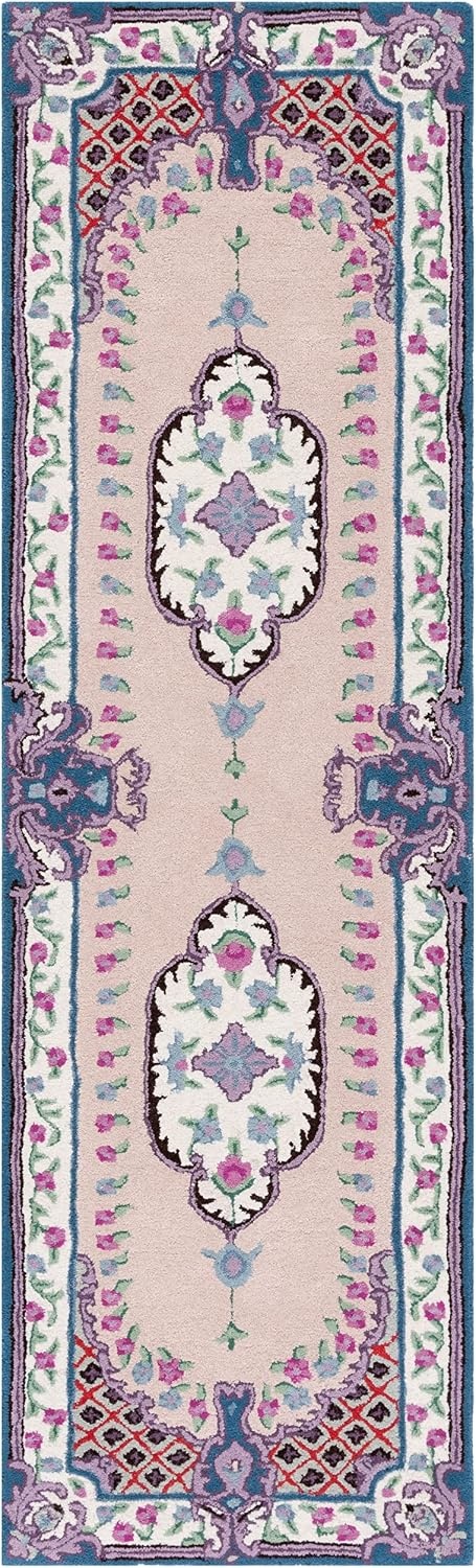 image:imageSAFAVIEH Area Rug 8x10 Bellagio Collection Large Blue amp Pink Handmade Wool Medallion Design Ideal for Living Room Bedroom Office Dining Space BLG535MPinkIvory