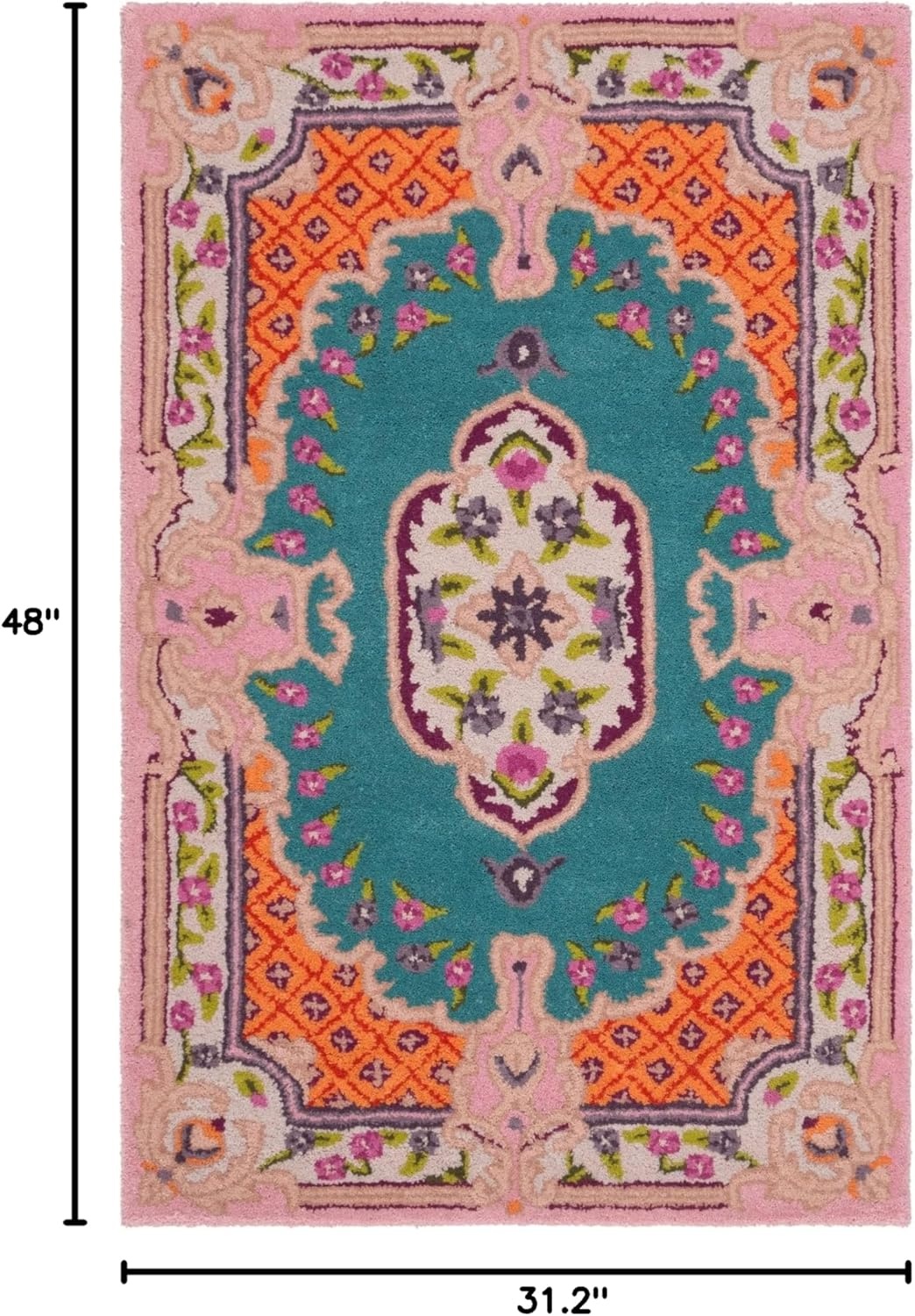 image:imageSAFAVIEH Area Rug 8x10 Bellagio Collection Large Blue amp Pink Handmade Wool Medallion Design Ideal for Living Room Bedroom Office Dining Space BLG535MBluePink