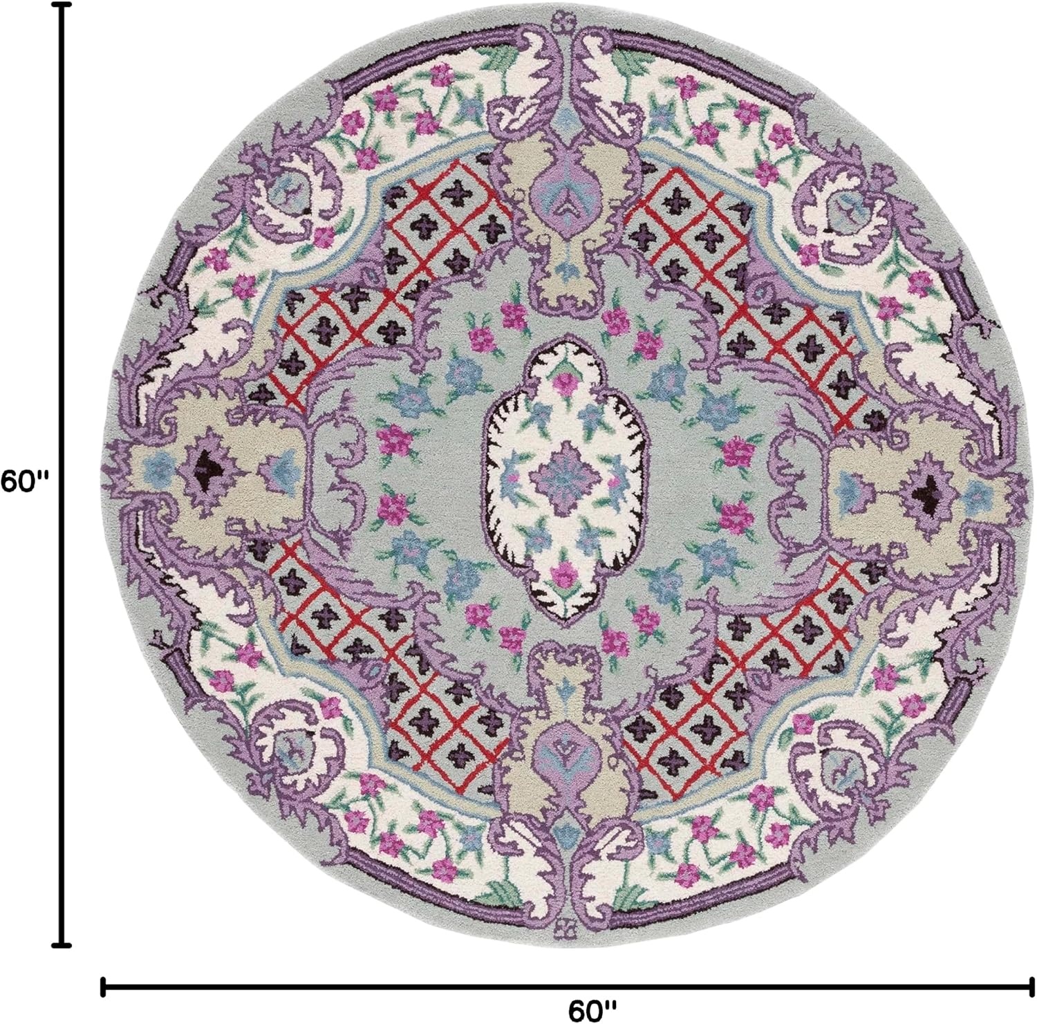 image:imageSAFAVIEH Area Rug 8x10 Bellagio Collection Large Blue amp Pink Handmade Wool Medallion Design Ideal for Living Room Bedroom Office Dining Space BLG535MLight GreenIvory