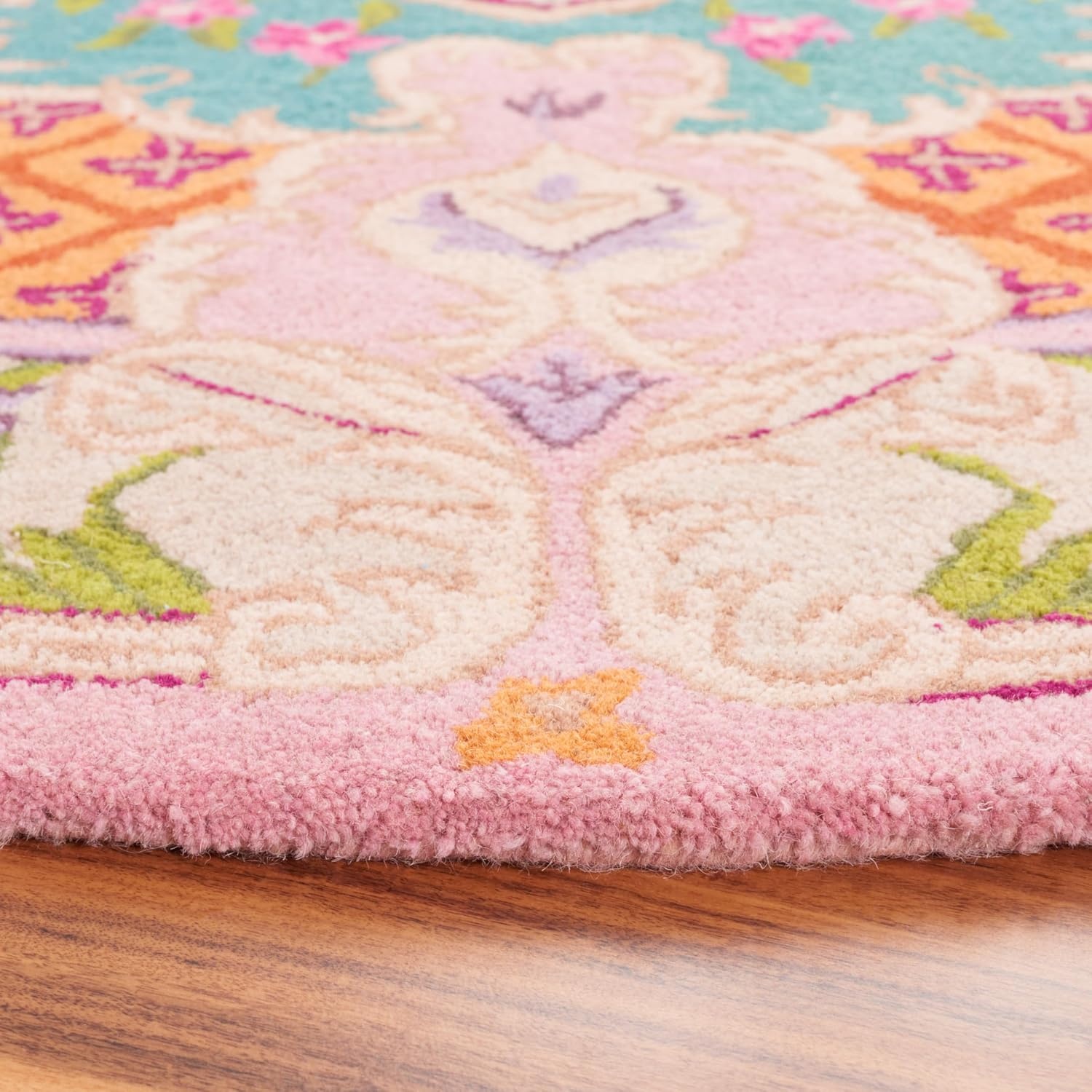 image:imageSAFAVIEH Area Rug 8x10 Bellagio Collection Large Blue amp Pink Handmade Wool Medallion Design Ideal for Living Room Bedroom Office Dining Space BLG535MBluePink