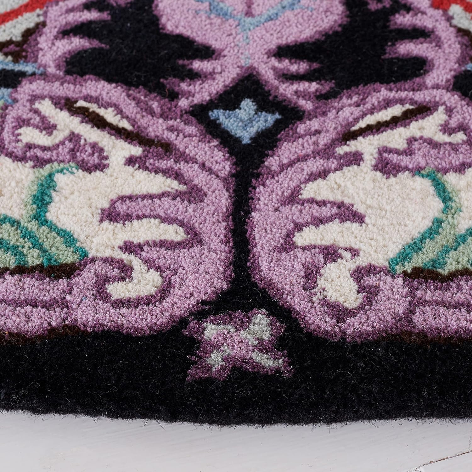 image:imageSAFAVIEH Area Rug 8x10 Bellagio Collection Large Blue amp Pink Handmade Wool Medallion Design Ideal for Living Room Bedroom Office Dining Space BLG535MBlackIvory
