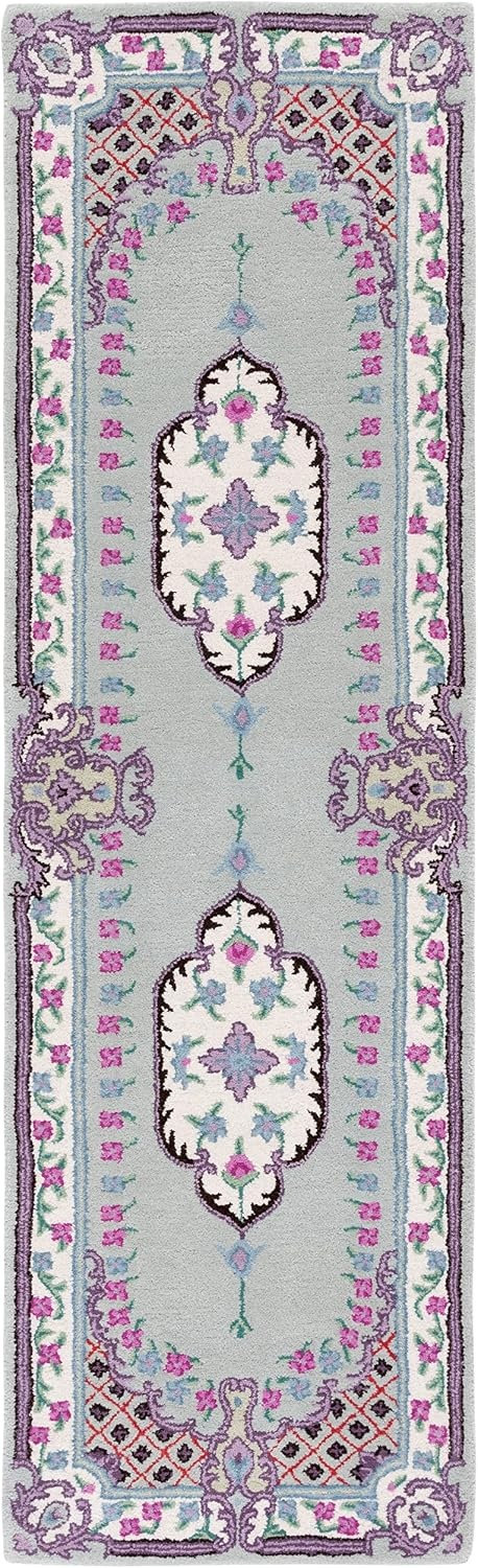 image:imageSAFAVIEH Area Rug 8x10 Bellagio Collection Large Blue amp Pink Handmade Wool Medallion Design Ideal for Living Room Bedroom Office Dining Space BLG535MLight GreenIvory