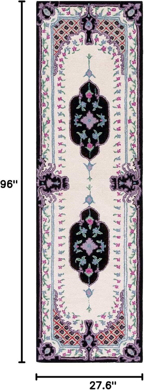 image:imageSAFAVIEH Area Rug 8x10 Bellagio Collection Large Blue amp Pink Handmade Wool Medallion Design Ideal for Living Room Bedroom Office Dining Space BLG535MIvoryBlack