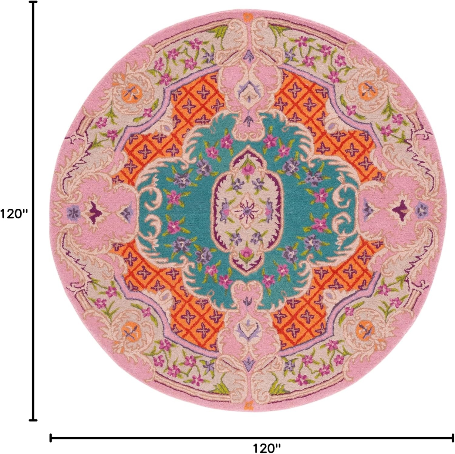 image:imageSAFAVIEH Area Rug 8x10 Bellagio Collection Large Blue amp Pink Handmade Wool Medallion Design Ideal for Living Room Bedroom Office Dining Space BLG535MBluePink