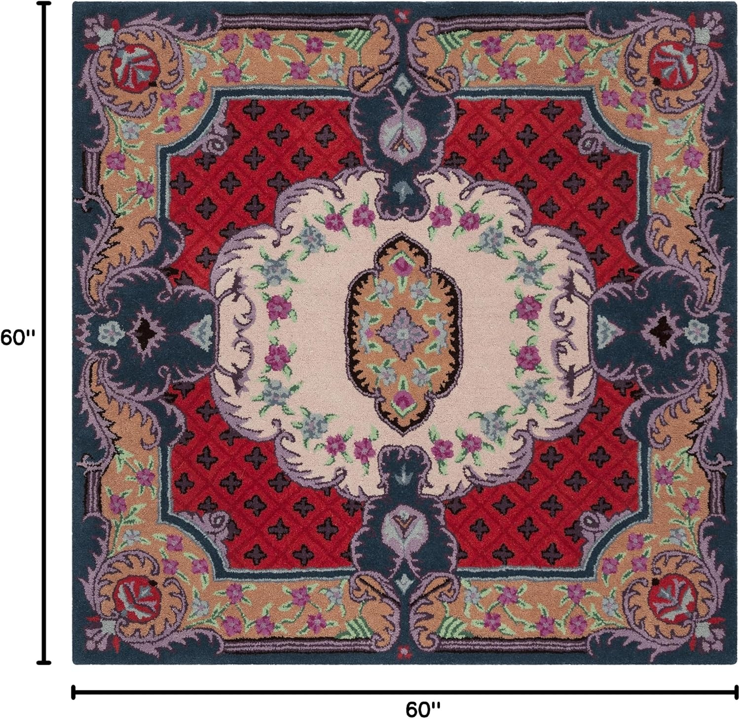 image:imageSAFAVIEH Area Rug 8x10 Bellagio Collection Large Blue amp Pink Handmade Wool Medallion Design Ideal for Living Room Bedroom Office Dining Space BLG535MIvoryPink