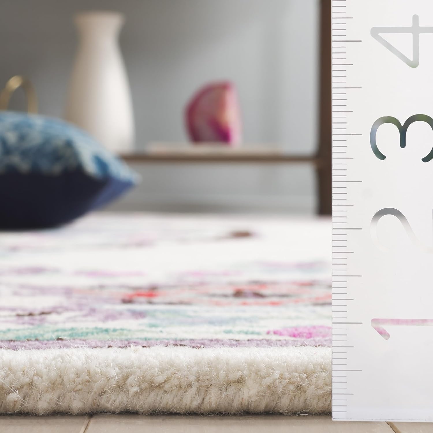 image:imageSAFAVIEH Area Rug 8x10 Bellagio Collection Large Blue amp Pink Handmade Wool Medallion Design Ideal for Living Room Bedroom Office Dining Space BLG535MIvory