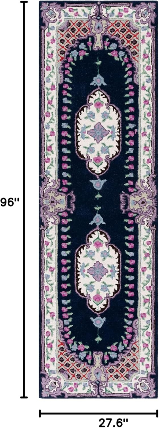 image:imageSAFAVIEH Area Rug 8x10 Bellagio Collection Large Blue amp Pink Handmade Wool Medallion Design Ideal for Living Room Bedroom Office Dining Space BLG535MNavyIvory