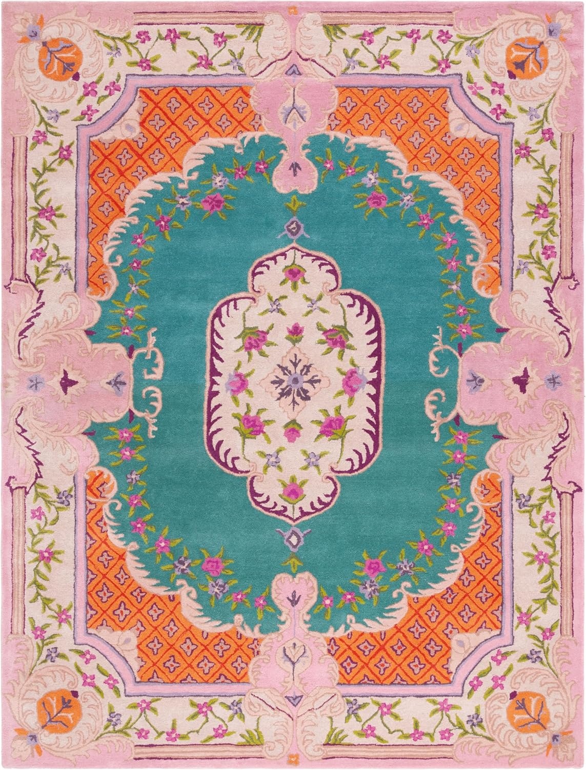 image:imageSAFAVIEH Area Rug 8x10 Bellagio Collection Large Blue amp Pink Handmade Wool Medallion Design Ideal for Living Room Bedroom Office Dining Space BLG535MBluePink