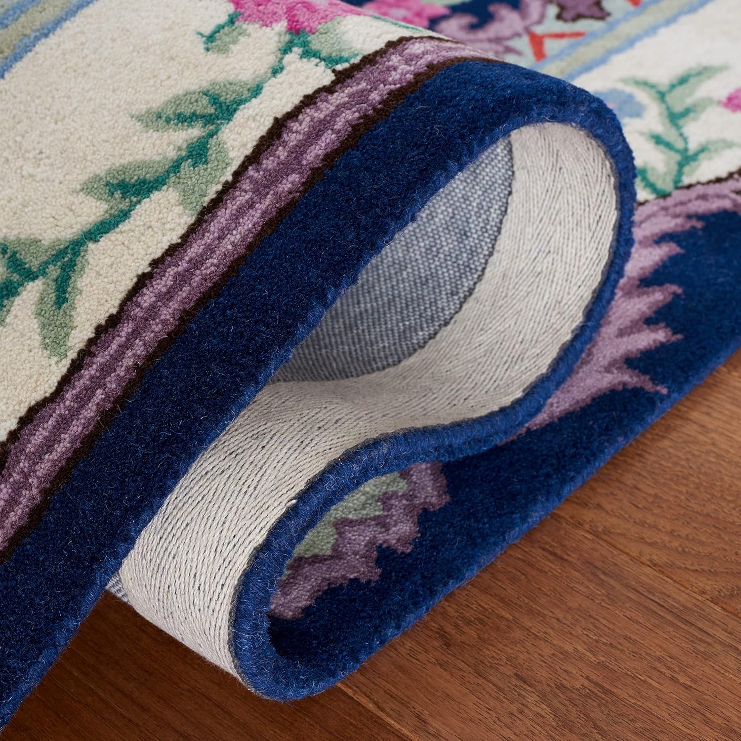 image:imageSAFAVIEH Area Rug 8x10 Bellagio Collection Large Blue amp Pink Handmade Wool Medallion Design Ideal for Living Room Bedroom Office Dining Space BLG535MNavyIvory