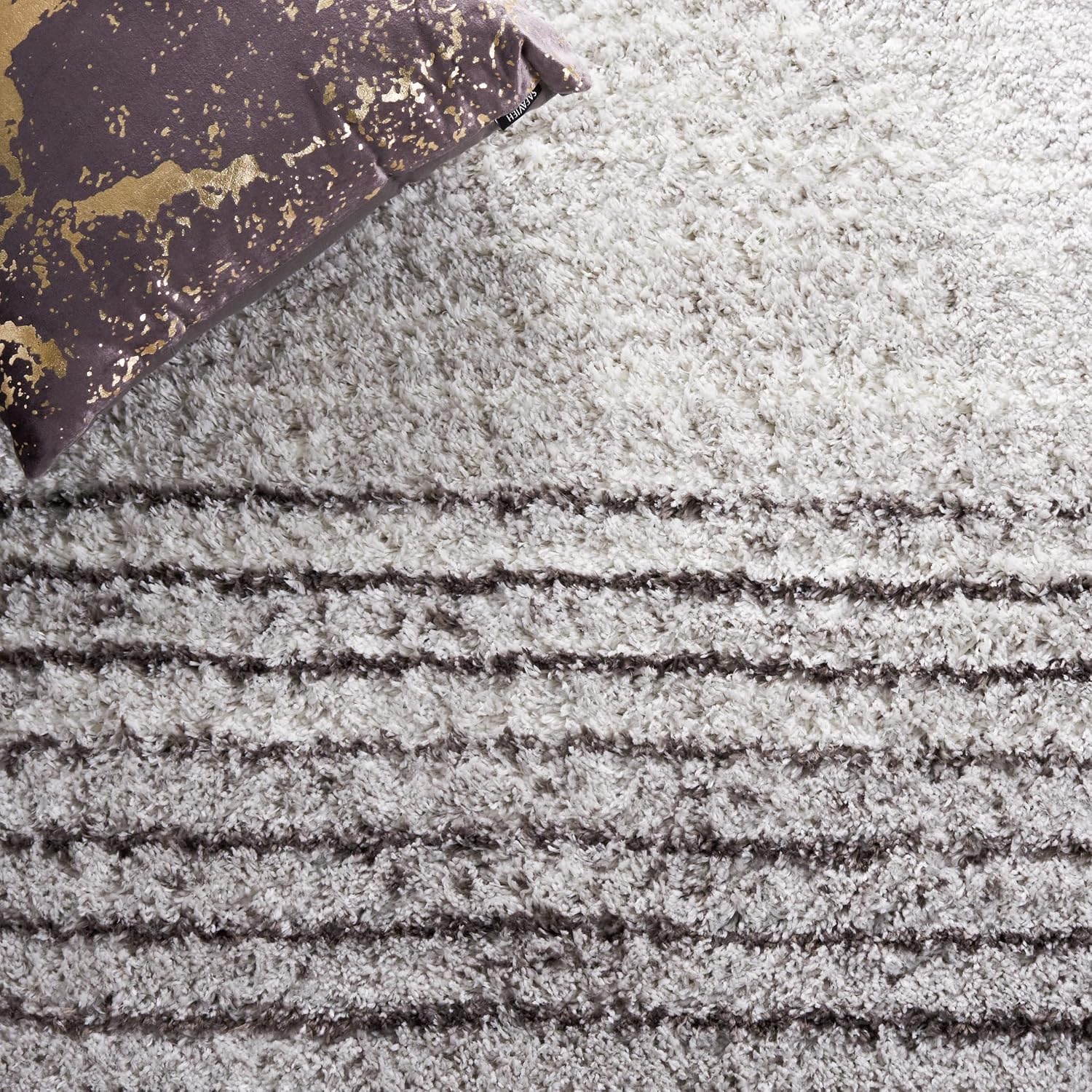 image:imageSAFAVIEH Area Rug 8x10 Berber Shag Collection Large Blue Rust amp Ivory Modern Design NonShedding amp Easy Cleaning Plush Thick Pile Ideal for Living Room Bedroom Dining Space BER571AGreyDark Grey