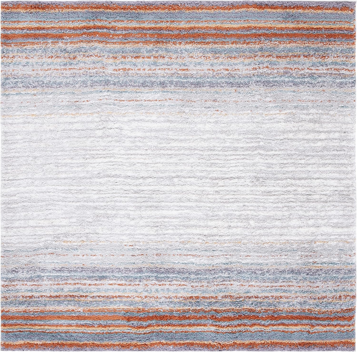image:imageSAFAVIEH Area Rug 8x10 Berber Shag Collection Large Blue Rust amp Ivory Modern Design NonShedding amp Easy Cleaning Plush Thick Pile Ideal for Living Room Bedroom Dining Space BER571ABlue RustIvory