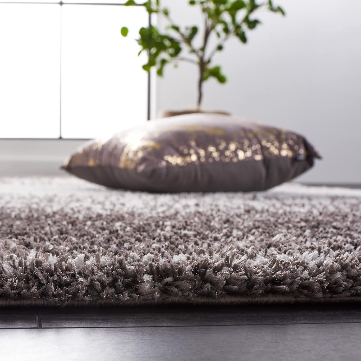 image:imageSAFAVIEH Area Rug 8x10 Berber Shag Collection Large Blue Rust amp Ivory Modern Design NonShedding amp Easy Cleaning Plush Thick Pile Ideal for Living Room Bedroom Dining Space BER571AGreyDark Grey