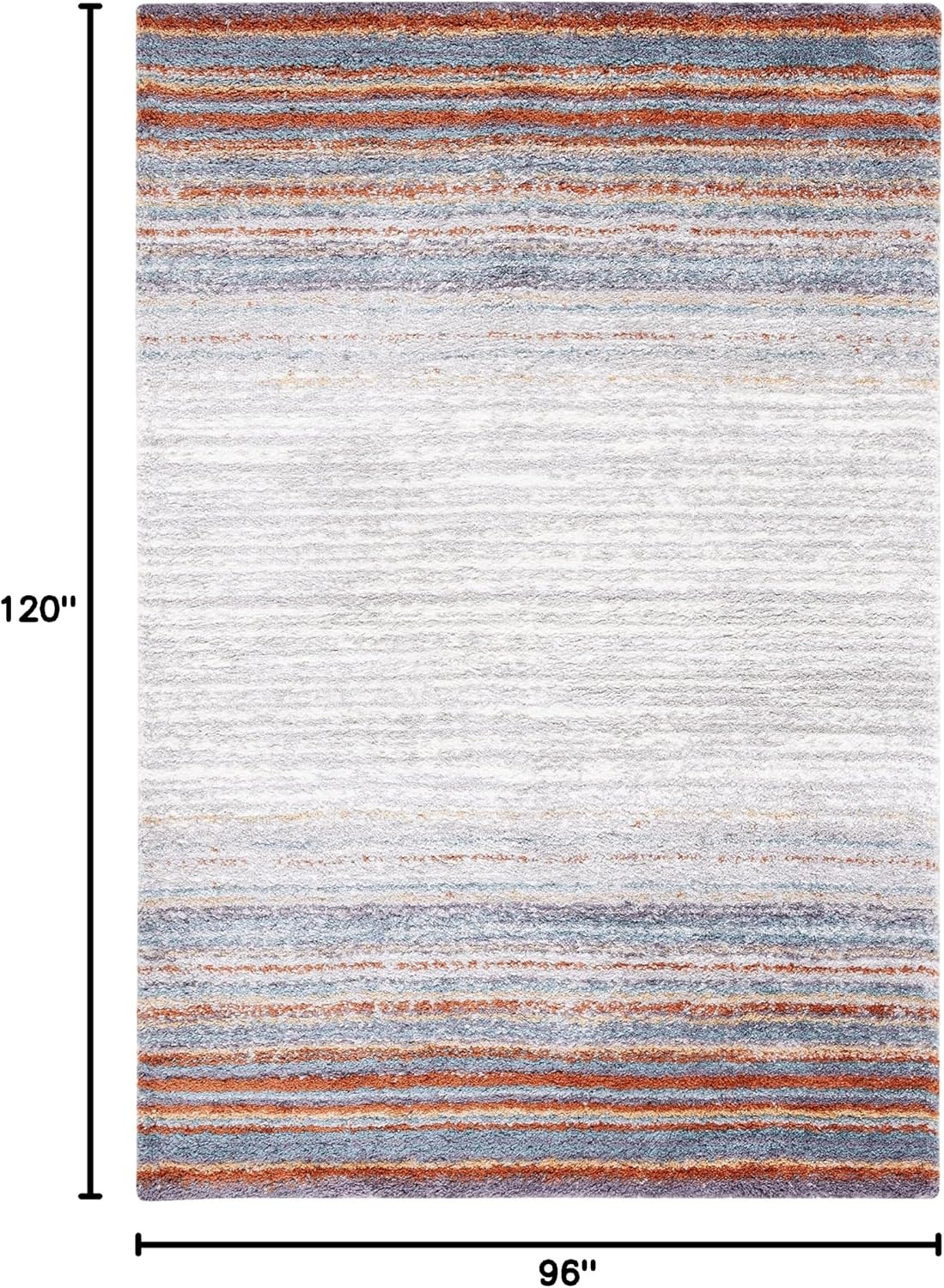 image:imageSAFAVIEH Area Rug 8x10 Berber Shag Collection Large Blue Rust amp Ivory Modern Design NonShedding amp Easy Cleaning Plush Thick Pile Ideal for Living Room Bedroom Dining Space BER571ABlue RustIvory