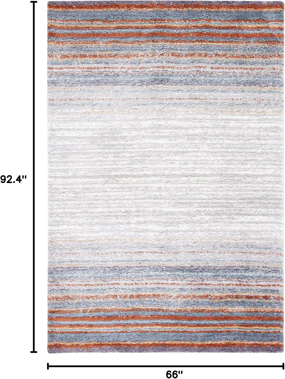 image:imageSAFAVIEH Area Rug 8x10 Berber Shag Collection Large Blue Rust amp Ivory Modern Design NonShedding amp Easy Cleaning Plush Thick Pile Ideal for Living Room Bedroom Dining Space BER571ABlue RustIvory