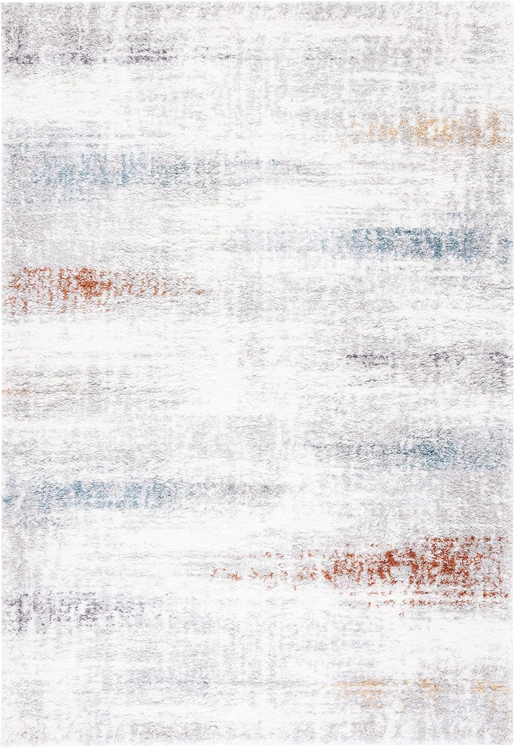 image:imageSAFAVIEH Area Rug 8x10 Berber Shag Collection Large Blue Rust amp Ivory Modern Design NonShedding amp Easy Cleaning Plush Thick Pile Ideal for Living Room Bedroom Dining Space BER581ABlue RustIvory