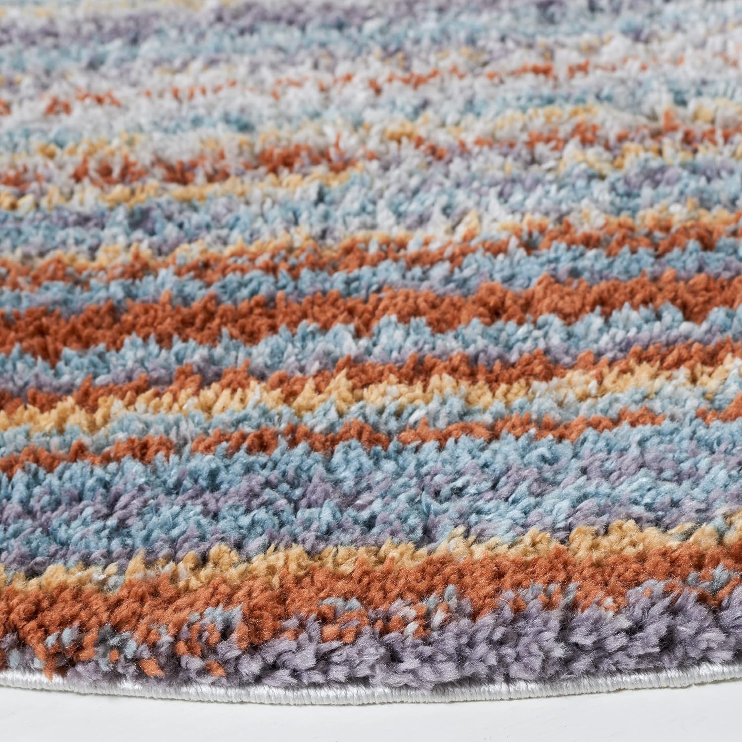image:imageSAFAVIEH Area Rug 8x10 Berber Shag Collection Large Blue Rust amp Ivory Modern Design NonShedding amp Easy Cleaning Plush Thick Pile Ideal for Living Room Bedroom Dining Space BER571ABlue RustIvory
