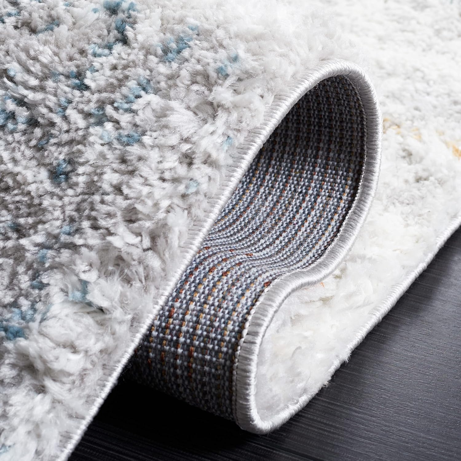 image:imageSAFAVIEH Area Rug 8x10 Berber Shag Collection Large Blue Rust amp Ivory Modern Design NonShedding amp Easy Cleaning Plush Thick Pile Ideal for Living Room Bedroom Dining Space BER581ABlue RustIvory