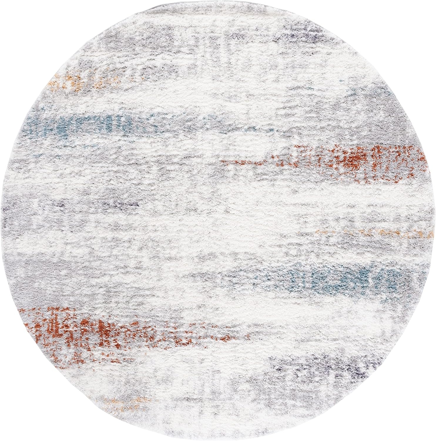 image:imageSAFAVIEH Area Rug 8x10 Berber Shag Collection Large Blue Rust amp Ivory Modern Design NonShedding amp Easy Cleaning Plush Thick Pile Ideal for Living Room Bedroom Dining Space BER581ABlue RustIvory