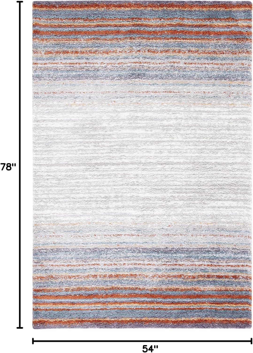 image:imageSAFAVIEH Area Rug 8x10 Berber Shag Collection Large Blue Rust amp Ivory Modern Design NonShedding amp Easy Cleaning Plush Thick Pile Ideal for Living Room Bedroom Dining Space BER571ABlue RustIvory