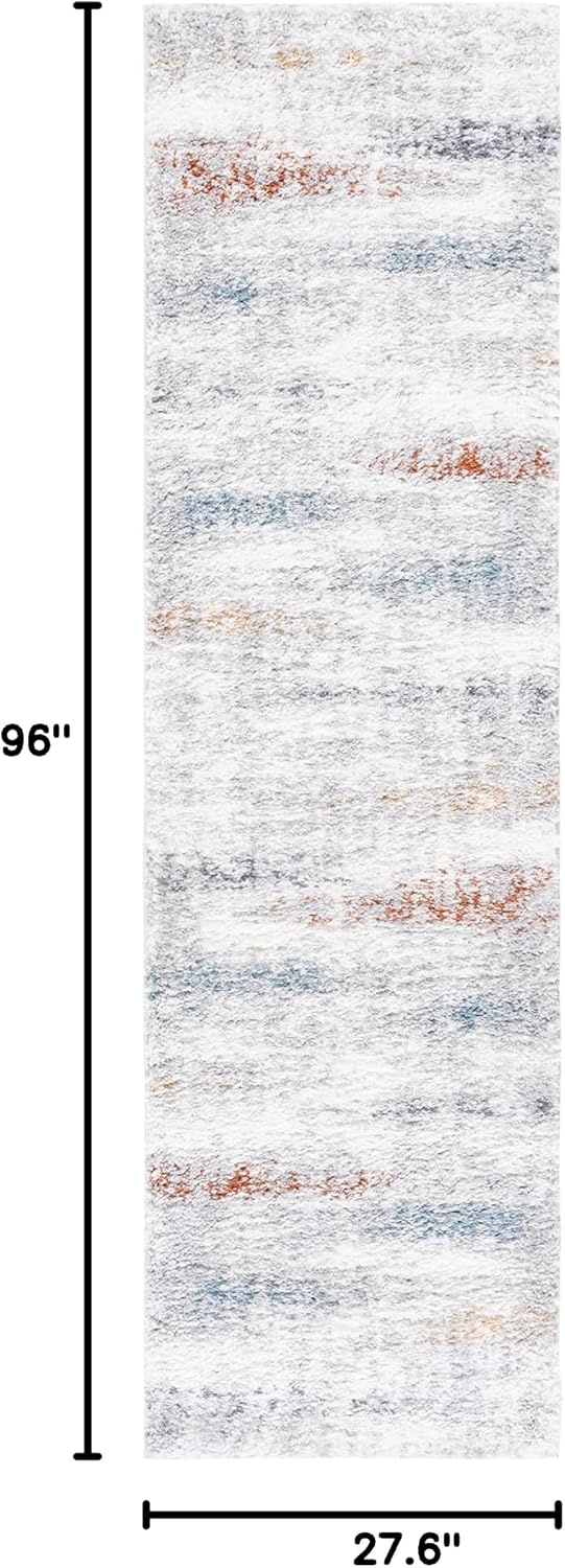 image:imageSAFAVIEH Area Rug 8x10 Berber Shag Collection Large Blue Rust amp Ivory Modern Design NonShedding amp Easy Cleaning Plush Thick Pile Ideal for Living Room Bedroom Dining Space BER581ABlue RustIvory