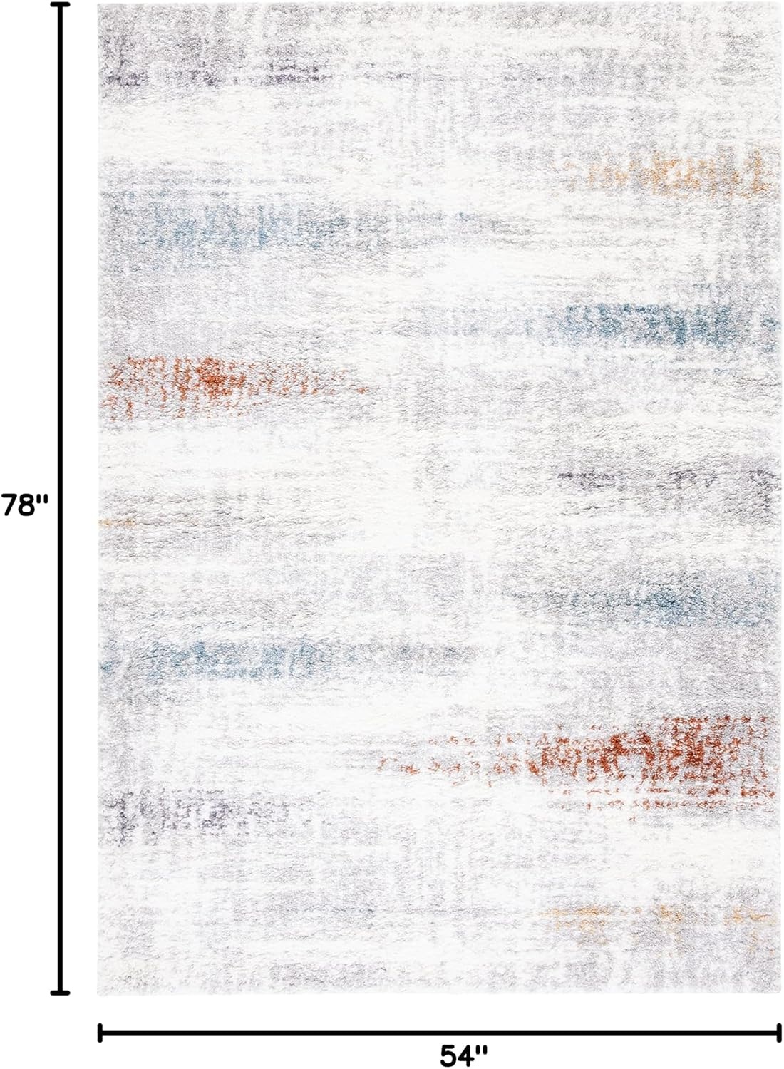 image:imageSAFAVIEH Area Rug 8x10 Berber Shag Collection Large Blue Rust amp Ivory Modern Design NonShedding amp Easy Cleaning Plush Thick Pile Ideal for Living Room Bedroom Dining Space BER581ABlue RustIvory
