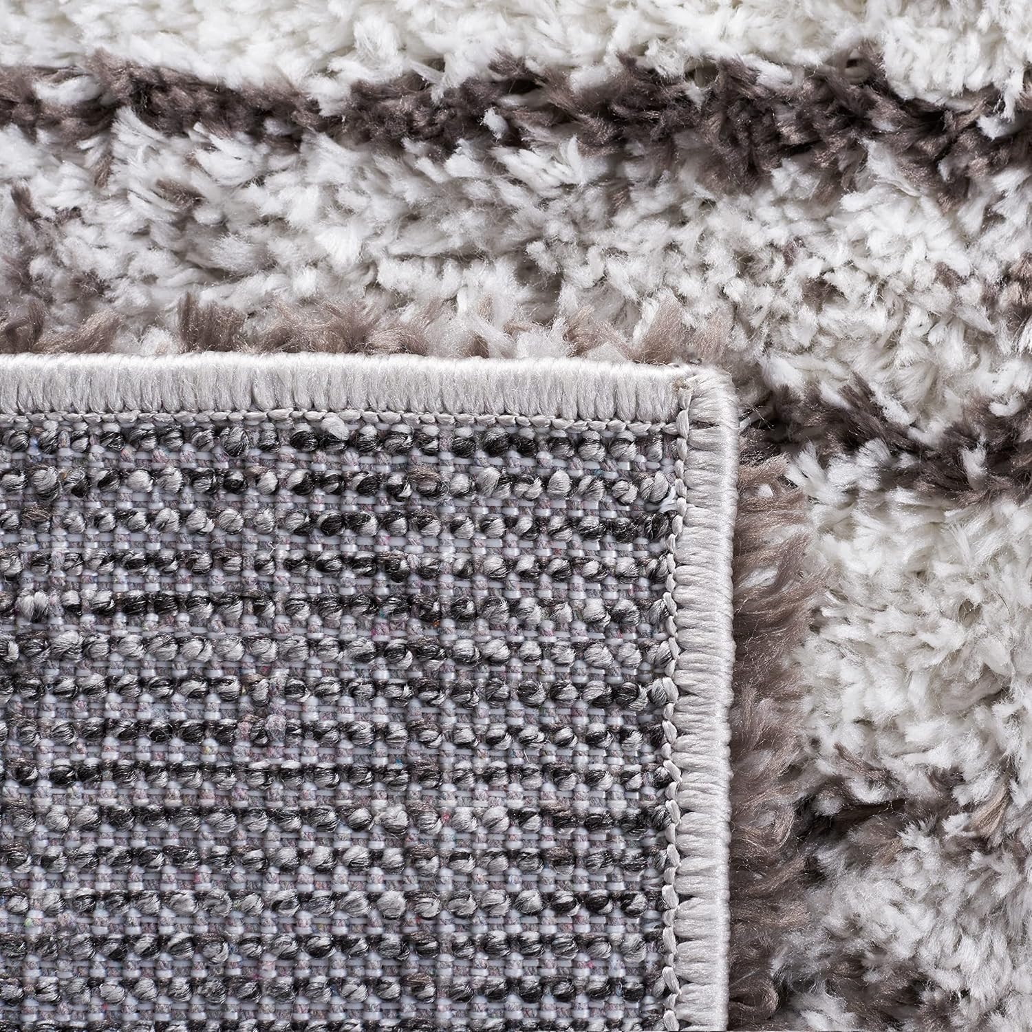 image:imageSAFAVIEH Area Rug 8x10 Berber Shag Collection Large Blue Rust amp Ivory Modern Design NonShedding amp Easy Cleaning Plush Thick Pile Ideal for Living Room Bedroom Dining Space BER571AGreyDark Grey