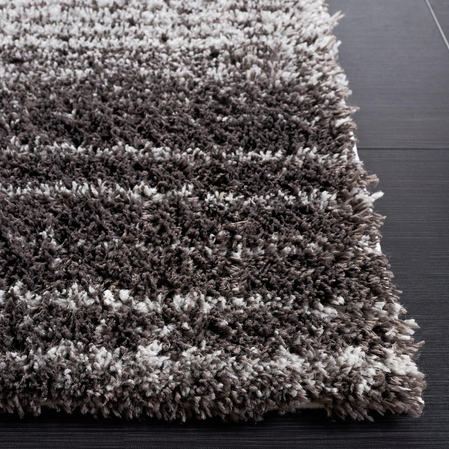 image:imageSAFAVIEH Area Rug 8x10 Berber Shag Collection Large Blue Rust amp Ivory Modern Design NonShedding amp Easy Cleaning Plush Thick Pile Ideal for Living Room Bedroom Dining Space BER571AGreyDark Grey