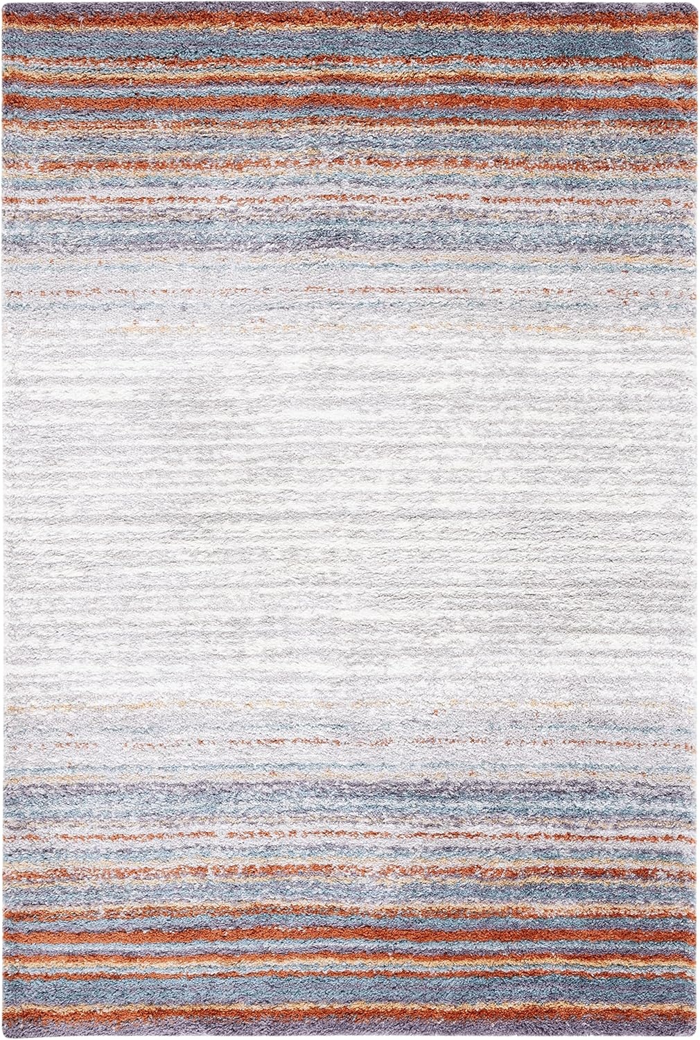image:imageSAFAVIEH Area Rug 8x10 Berber Shag Collection Large Blue Rust amp Ivory Modern Design NonShedding amp Easy Cleaning Plush Thick Pile Ideal for Living Room Bedroom Dining Space BER571ABlue RustIvory